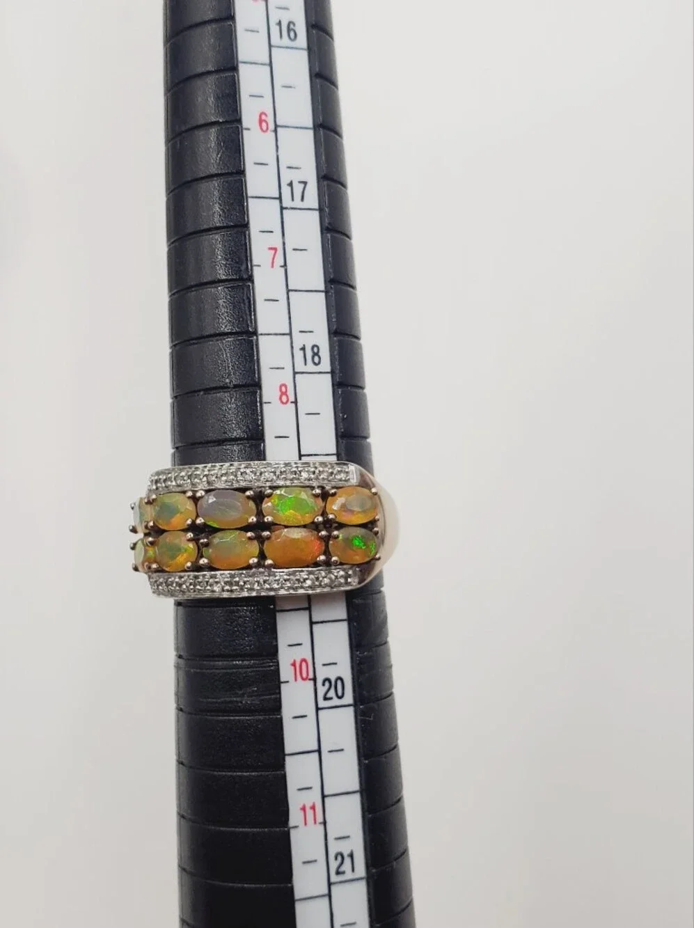 Opal Multi-row Band Ring - Yellow Gold - 925 Sterling Silver